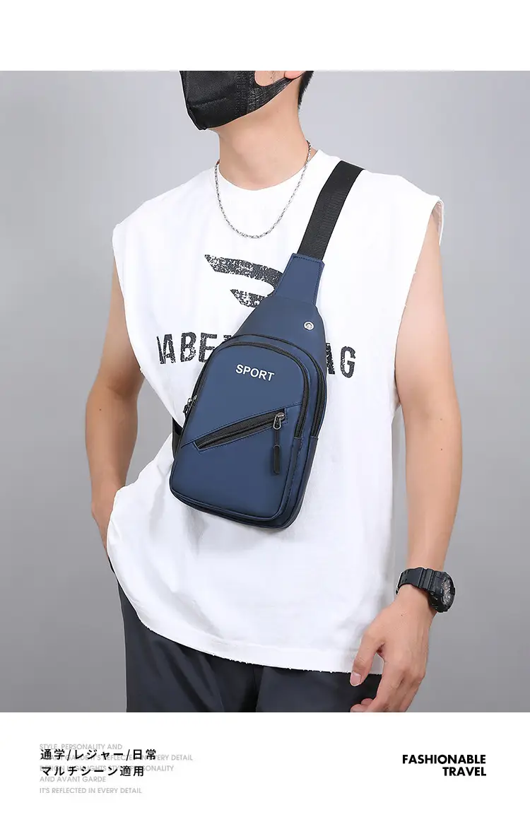 Men's Blue Sports Crossbody Bag with 3 Straps — feature 13