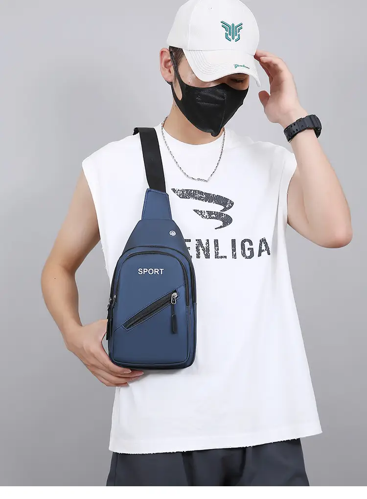 Men's Blue Sports Crossbody Bag with 3 Straps — feature 14