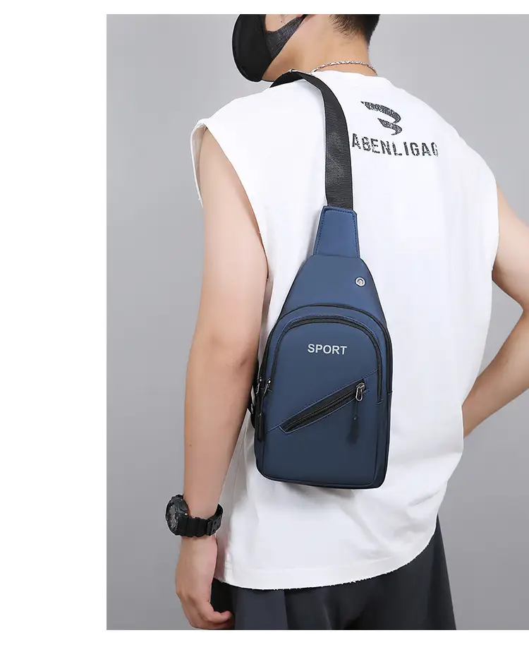 Men's Blue Sports Crossbody Bag with 3 Straps — feature 15
