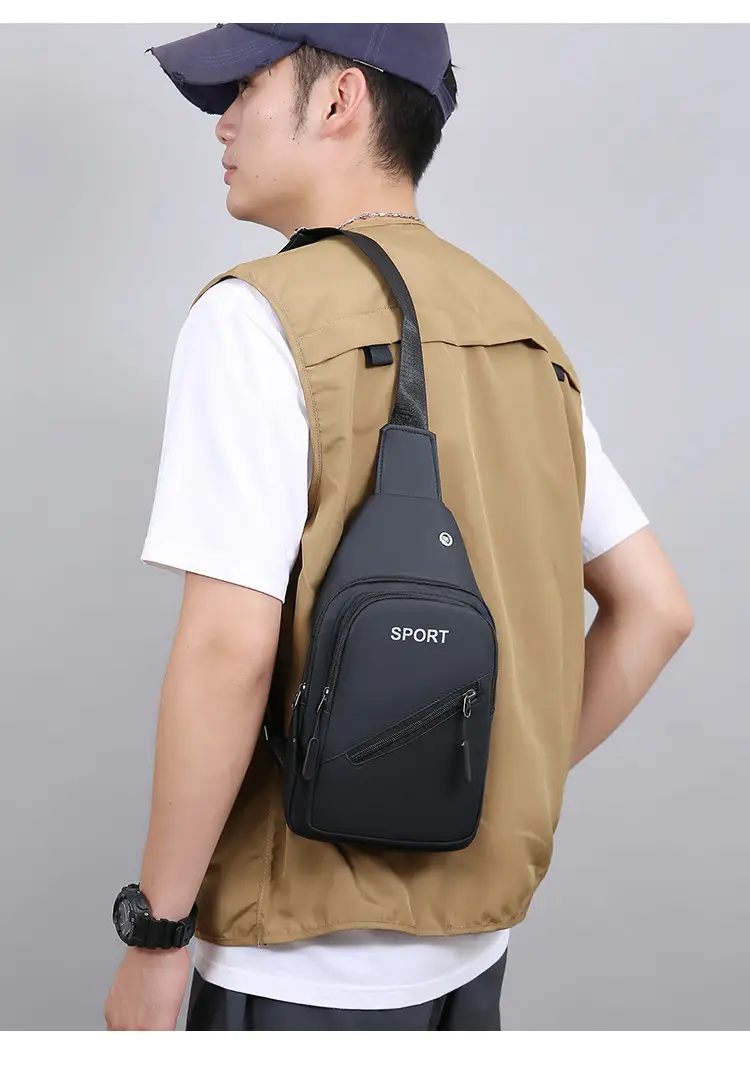 Men's Blue Sports Crossbody Bag with 3 Straps — feature 16