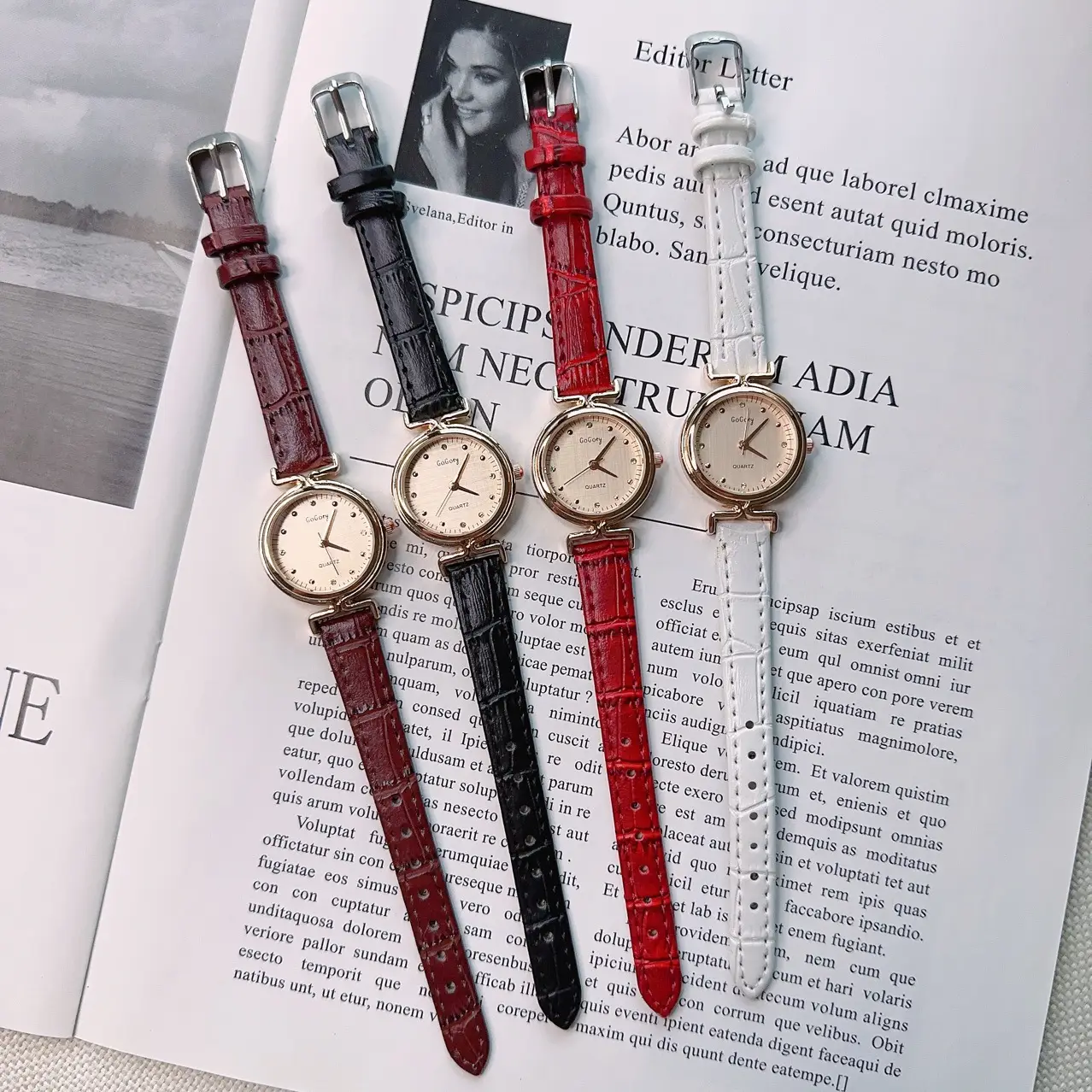 Women's Quartz Watch with Brown Leather Belt — feature 3