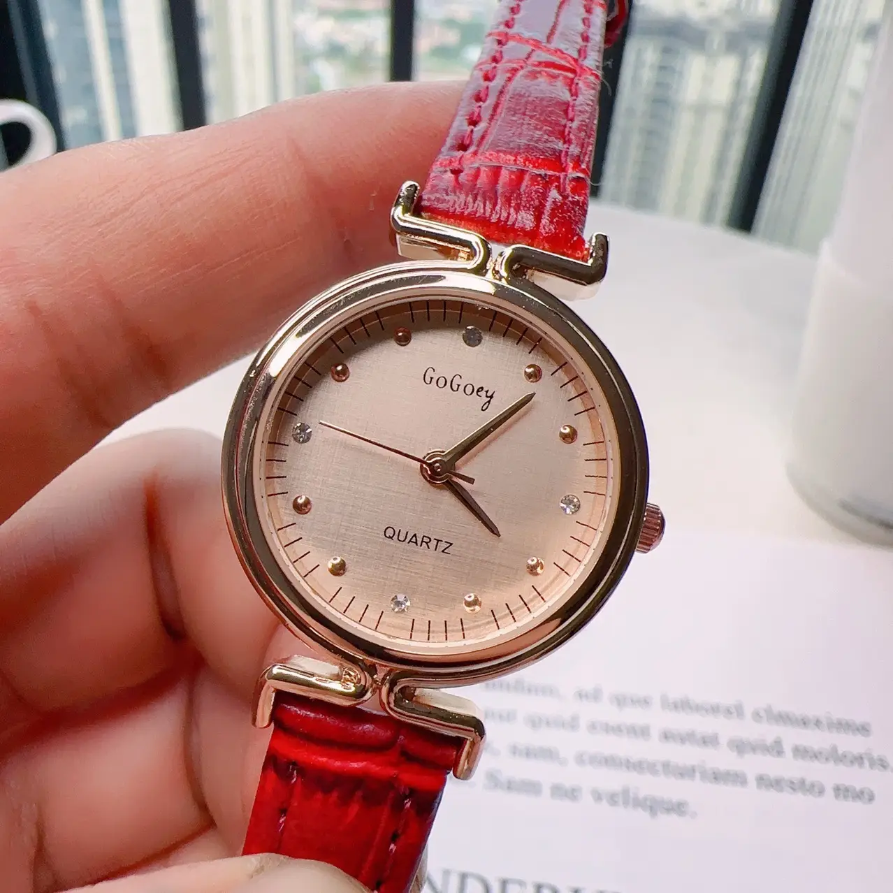 Women's Quartz Watch with Brown Leather Belt - Image 3