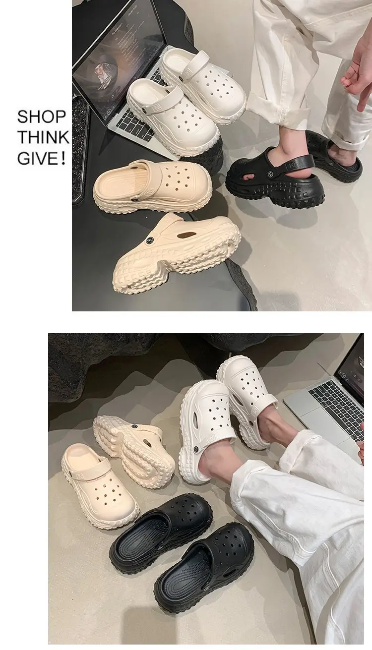 Korean Style Atmospheric Distinctive Two-Wear Sandals and Slippers Women's Spring and Summer Breathable Wet Beach Cave Shoes Non-Slip All-Match — feature 10