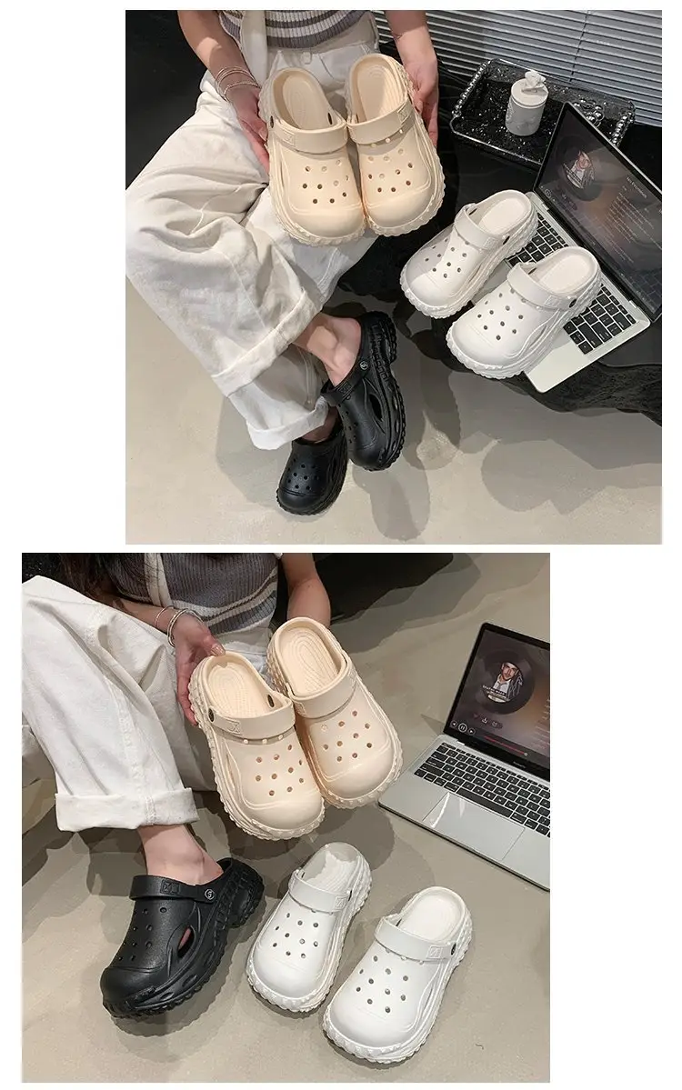 Korean Style Atmospheric Distinctive Two-Wear Sandals and Slippers Women's Spring and Summer Breathable Wet Beach Cave Shoes Non-Slip All-Match — feature 12