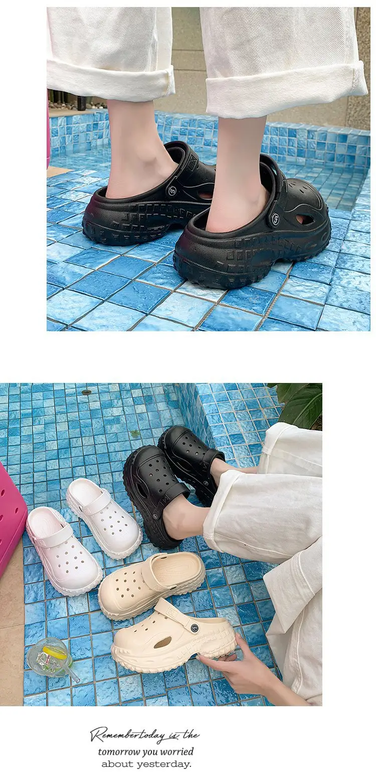 Korean Style Atmospheric Distinctive Two-Wear Sandals and Slippers Women's Spring and Summer Breathable Wet Beach Cave Shoes Non-Slip All-Match — feature 14