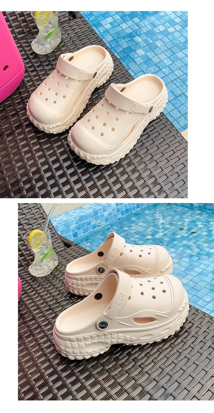 Korean Style Atmospheric Distinctive Two-Wear Sandals and Slippers Women's Spring and Summer Breathable Wet Beach Cave Shoes Non-Slip All-Match — feature 22