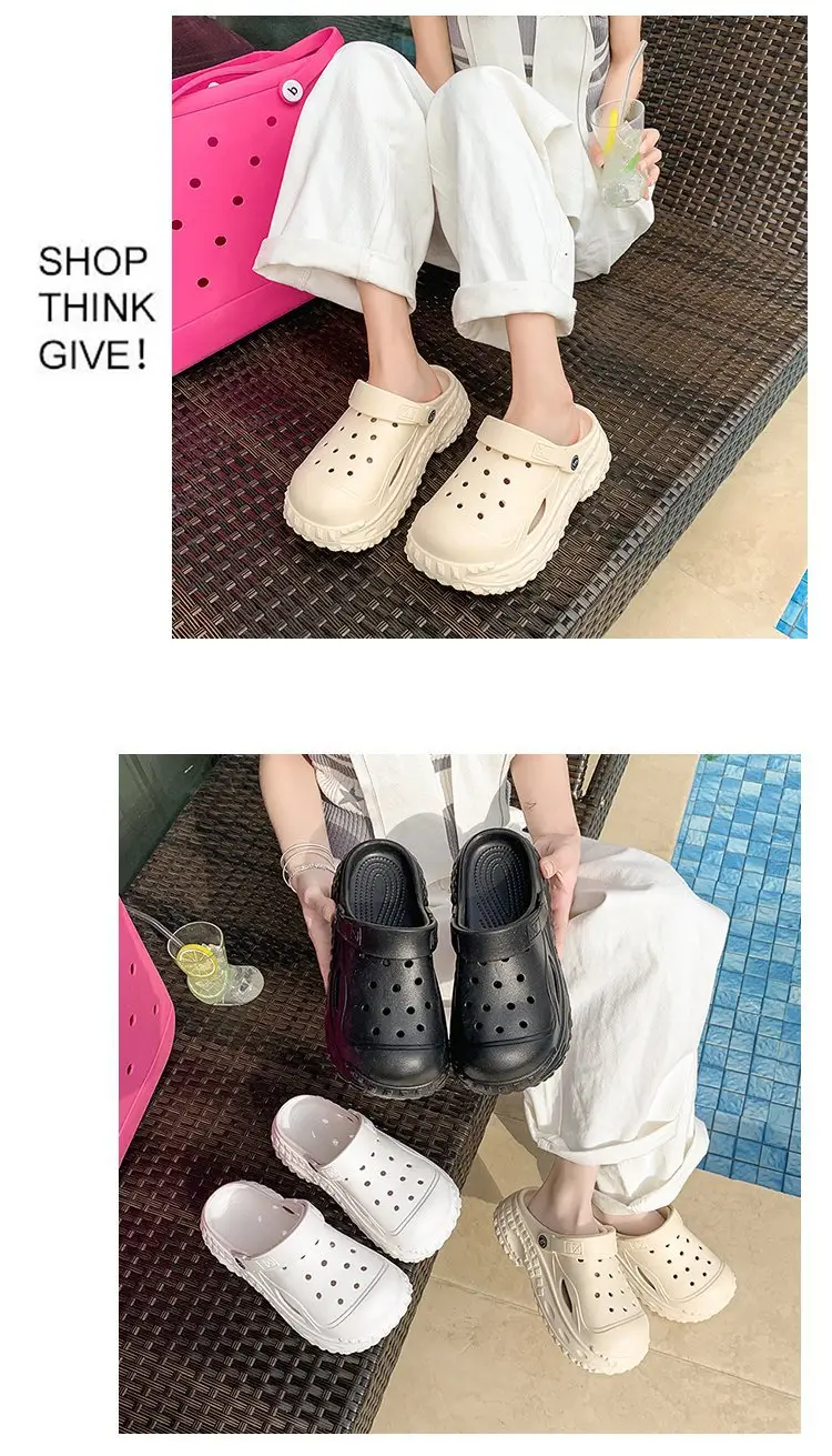 Korean Style Atmospheric Distinctive Two-Wear Sandals and Slippers Women's Spring and Summer Breathable Wet Beach Cave Shoes Non-Slip All-Match — feature 9