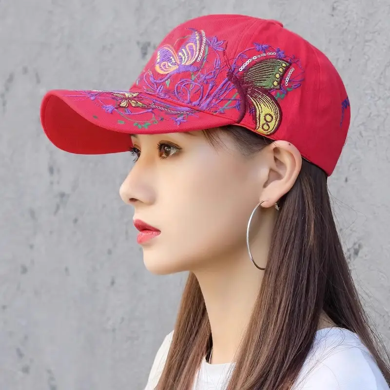Women Korean Style Peaked Sun Hat Rose Red Soft Top Winter Outdoor Baseball Cap - Image 6
