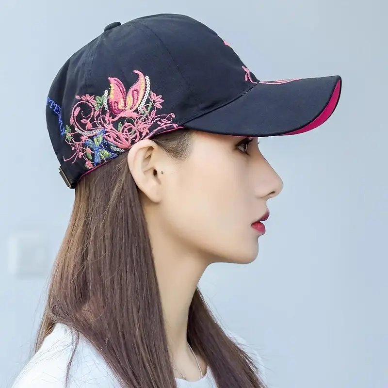 Women Korean Style Peaked Sun Hat Rose Red Soft Top Winter Outdoor Baseball Cap - Image 9