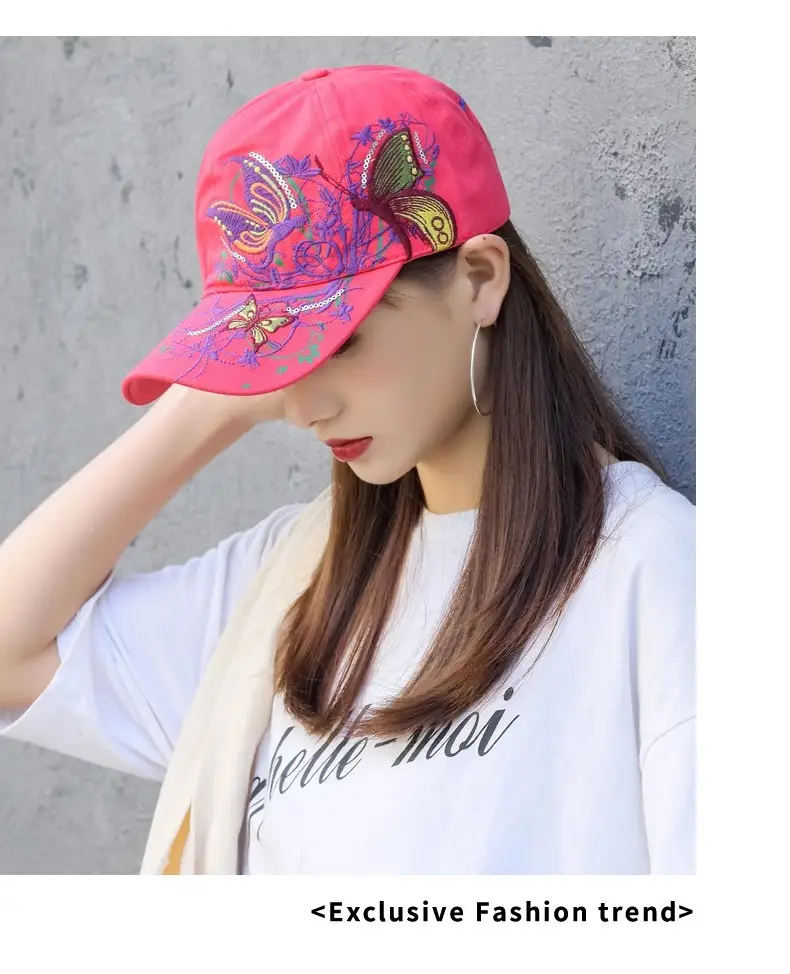 Women Korean Style Peaked Sun Hat Rose Red Soft Top Winter Outdoor Baseball Cap — feature 14