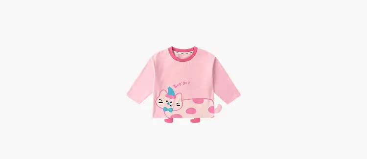 Dudu Baby Pink Long Sleeve T-Shirt with Cat Print — feature 14
