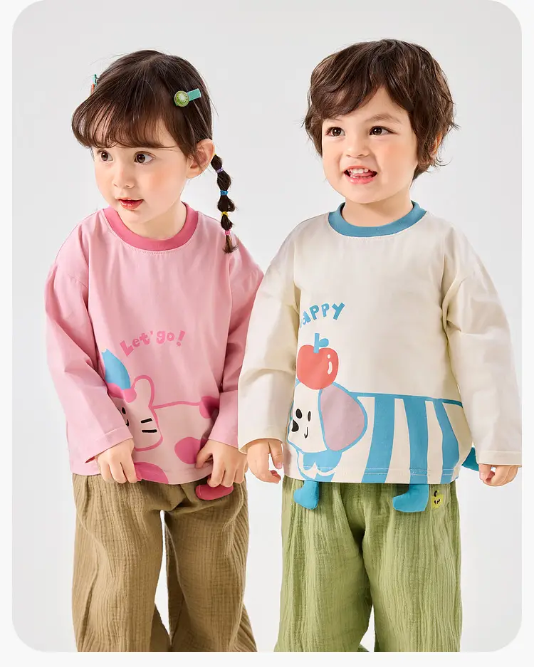 Dudu Baby Pink Long Sleeve T-Shirt with Cat Print — feature 16
