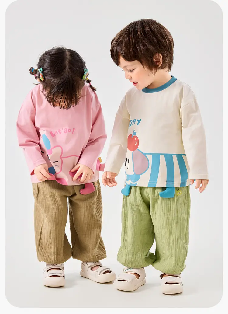 Dudu Baby Pink Long Sleeve T-Shirt with Cat Print — feature 18