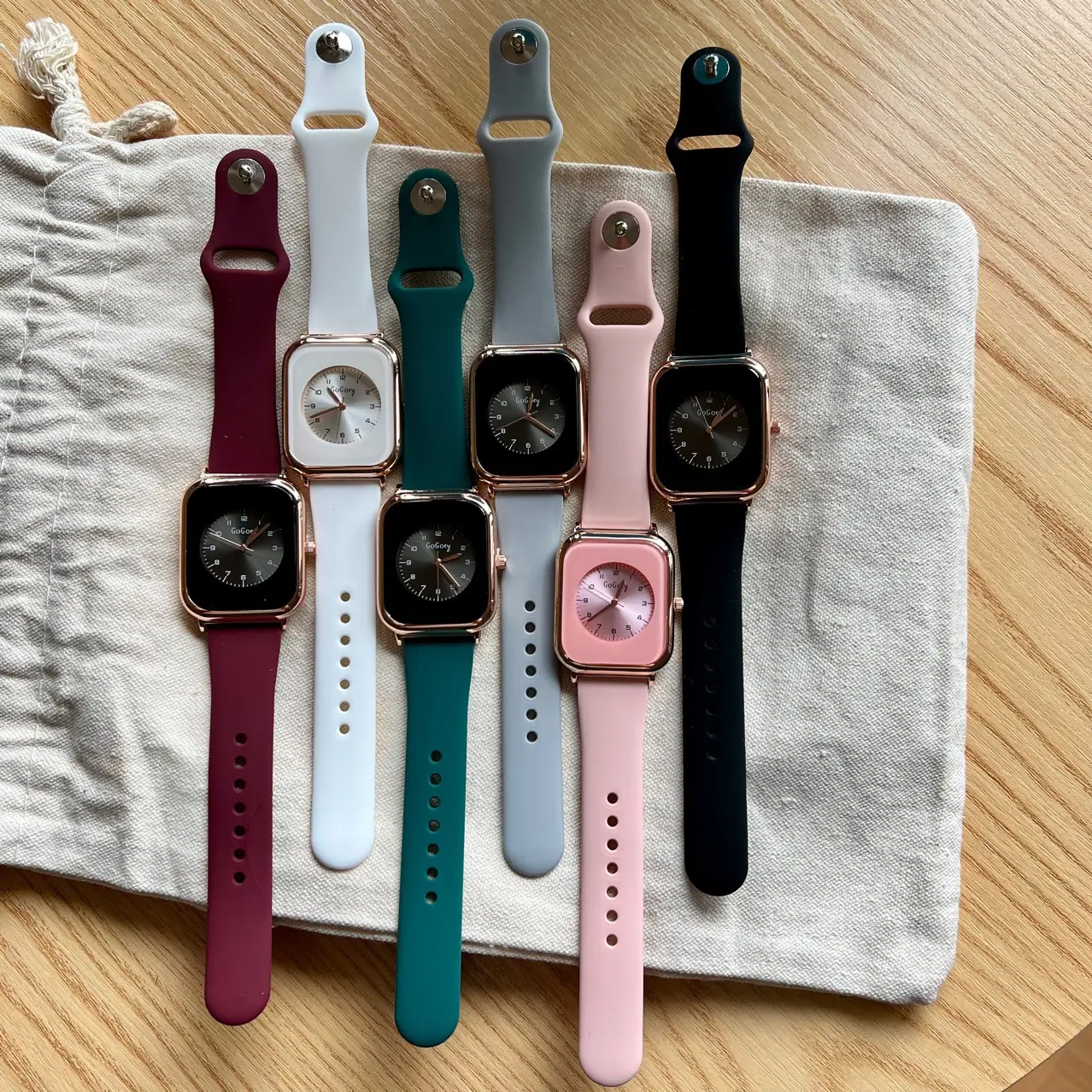Korean Rose Gold Digital Watch White Strap - Image 9