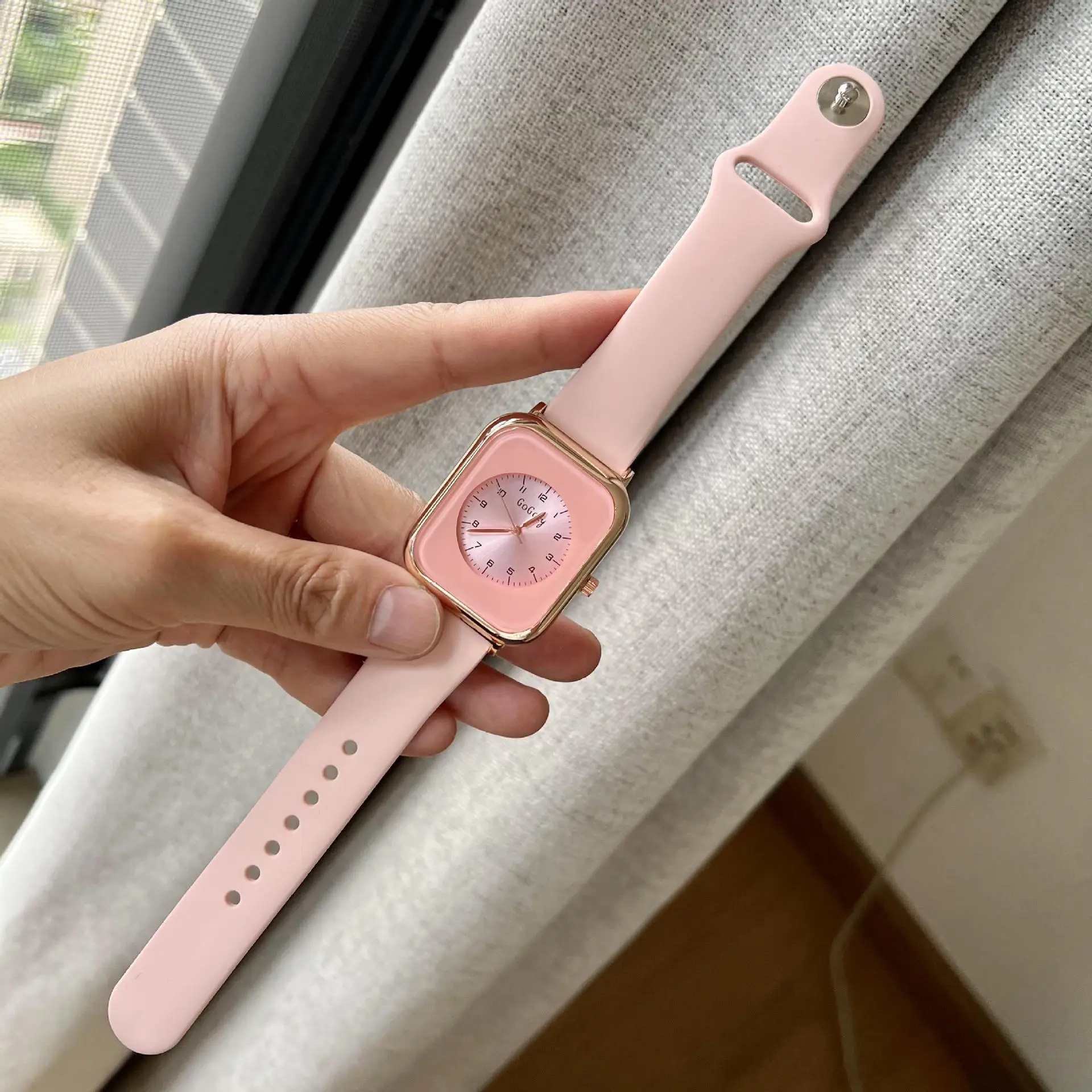 Korean Rose Gold Digital Watch White Strap - Image 2