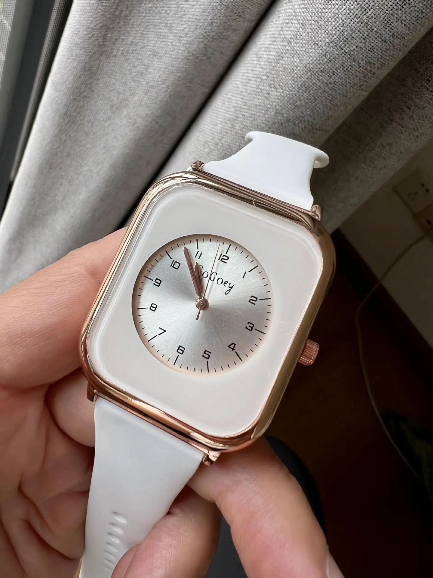 Korean Rose Gold Digital Watch White Strap - Image 3
