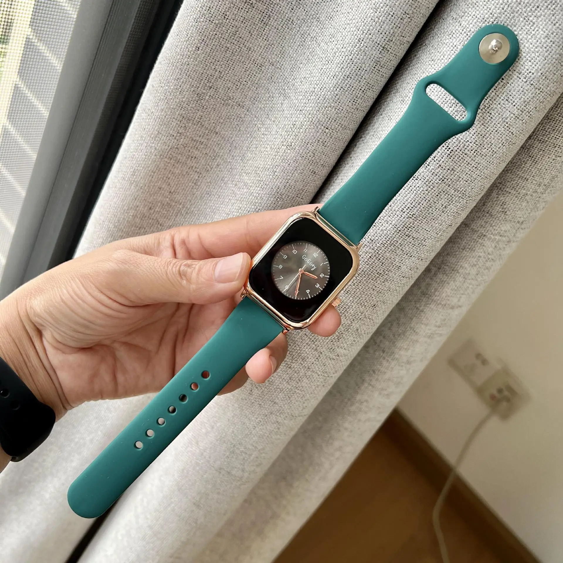 Korean Rose Gold Digital Watch White Strap - Image 5