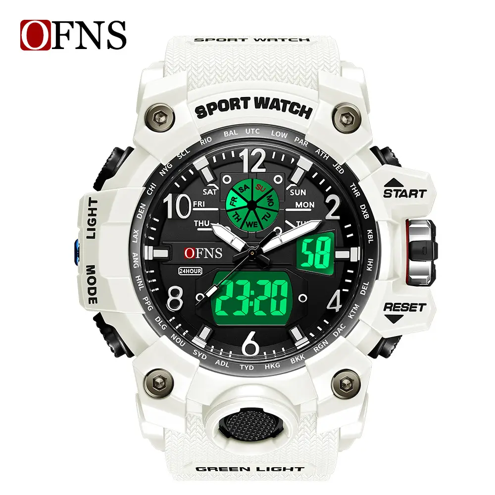 OFNS Sport Watch Double Luminous Green Digital Display