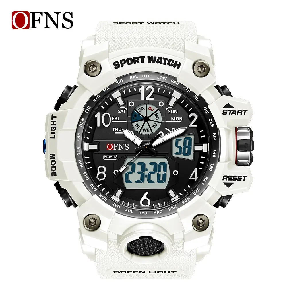 OFNS Sport Watch Double Luminous Green Digital Display