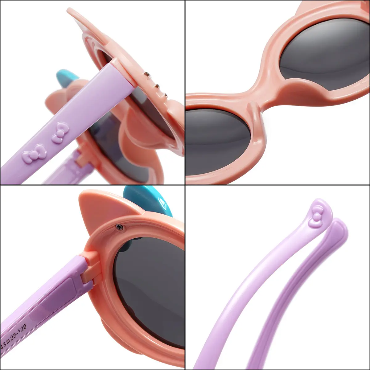New Silicone Cat Sunglasses for Kids Purple Blue Bow - Image 5