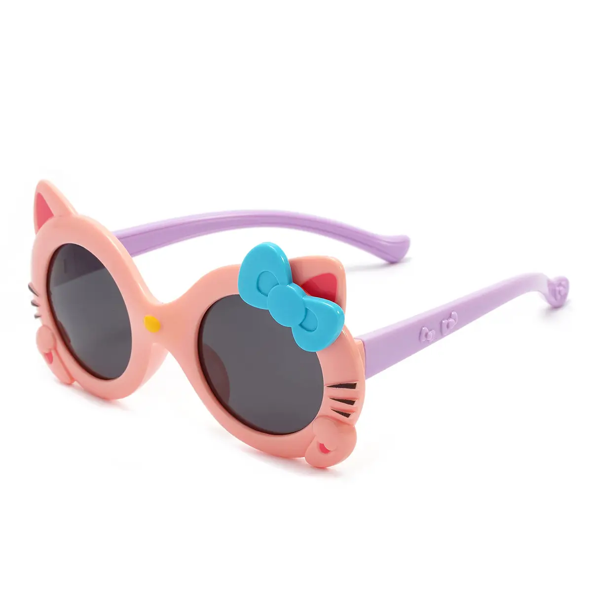 New Silicone Cat Sunglasses for Kids Purple Blue Bow - Image 8