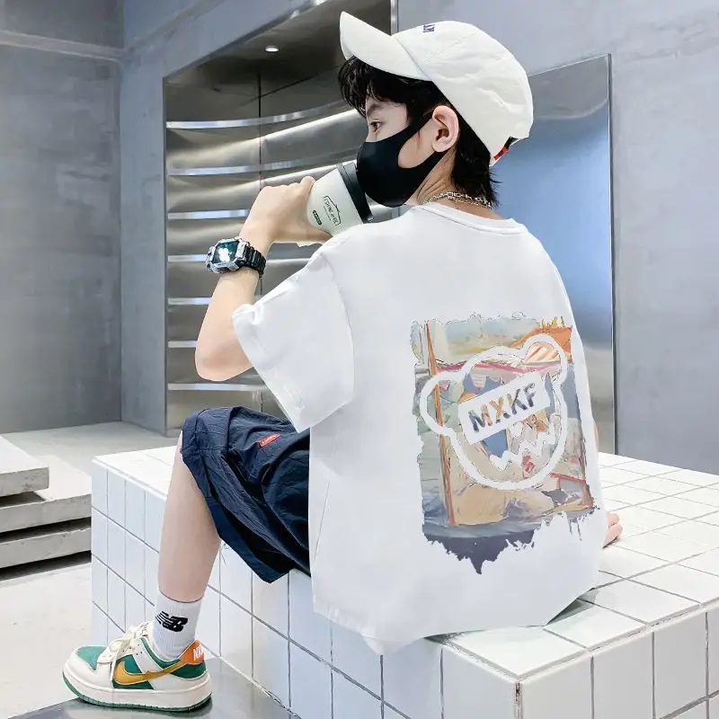 Blue Heart Print Kids T-Shirt Pure Cotton Summer - Image 7