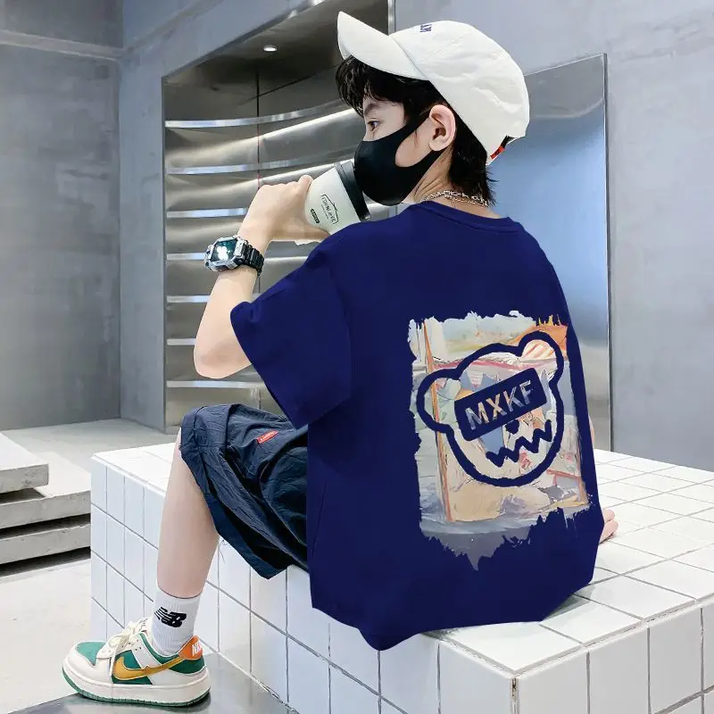 Blue Heart Print Kids T-Shirt Pure Cotton Summer - Image 8