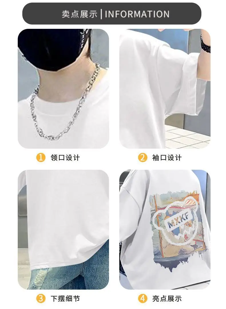 Blue Heart Print Kids T-Shirt Pure Cotton Summer — feature 2