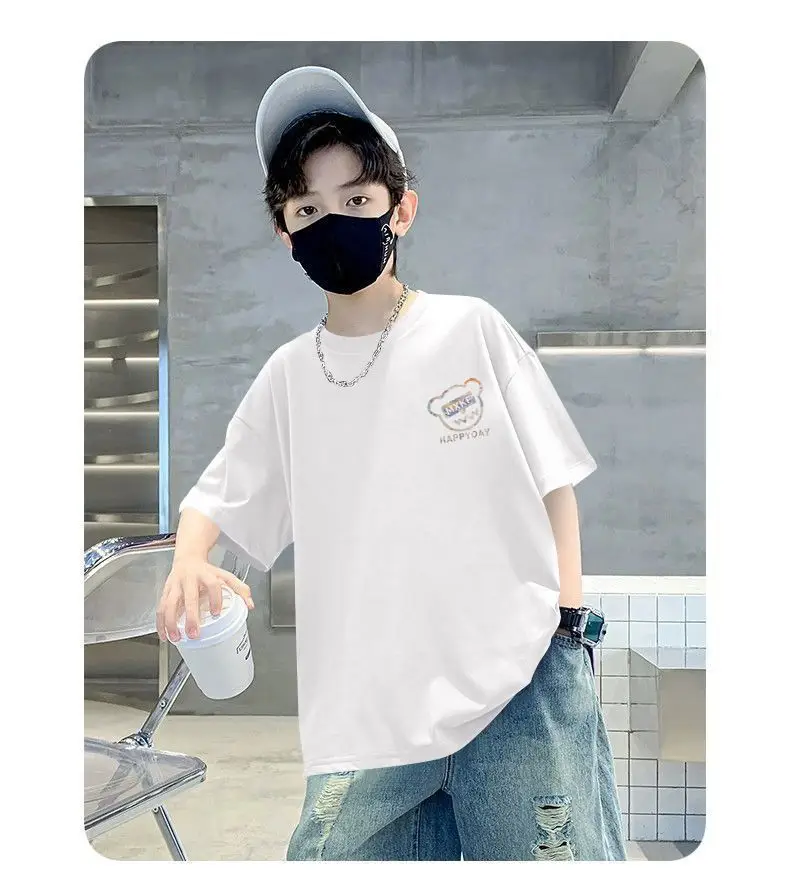 Blue Heart Print Kids T-Shirt Pure Cotton Summer — feature 6