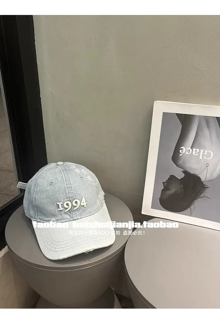 Women Denim Baseball Cap with Embroidered S Logo — feature 15