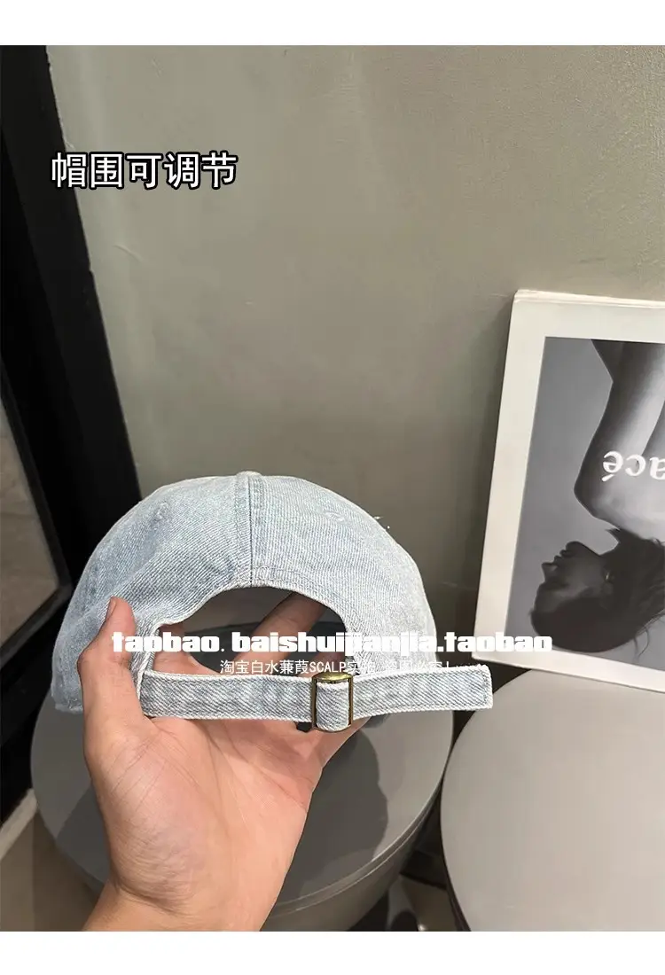 Women Denim Baseball Cap with Embroidered S Logo — feature 6