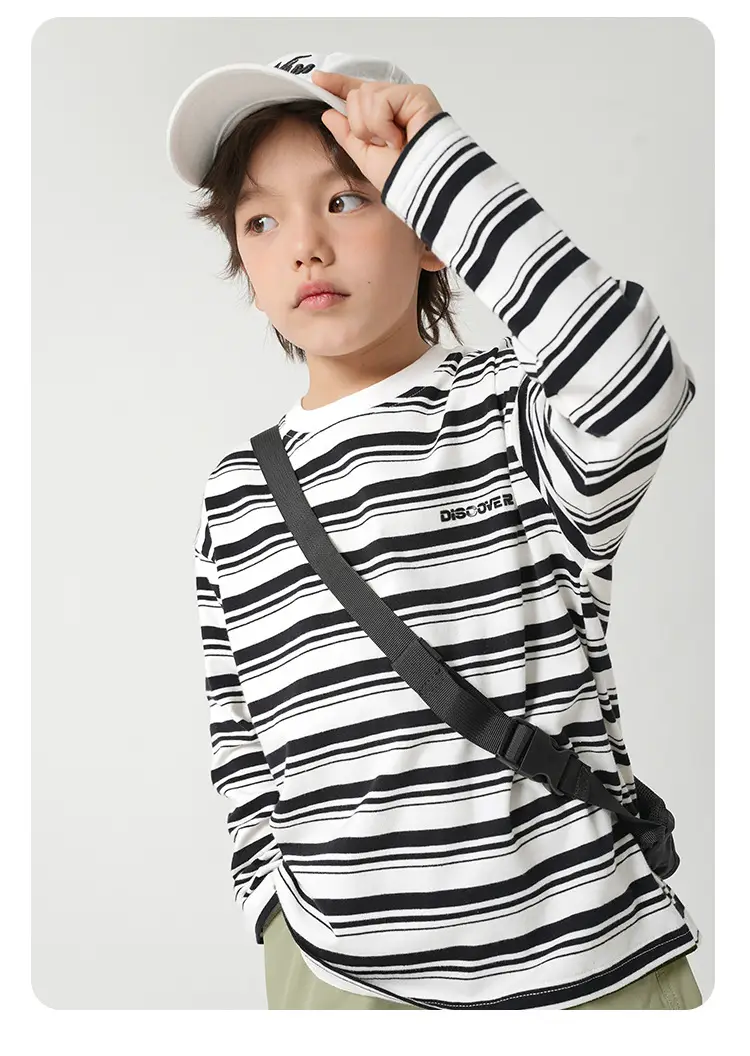 Boys Striped Long Sleeve T-Shirt Spring Base Layer — feature 13