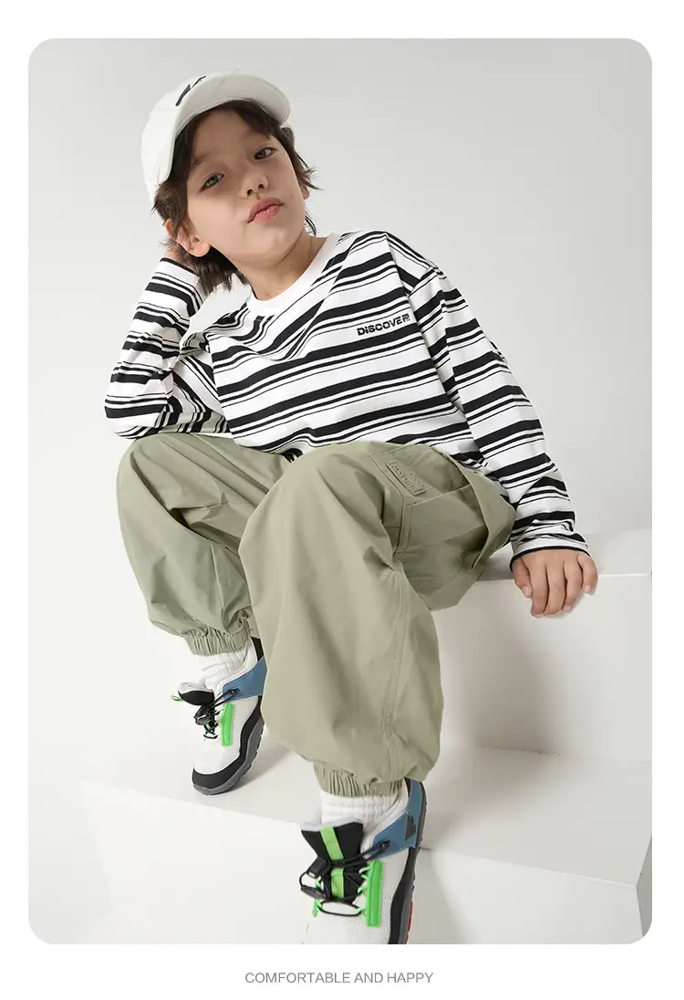Boys Striped Long Sleeve T-Shirt Spring Base Layer — feature 16