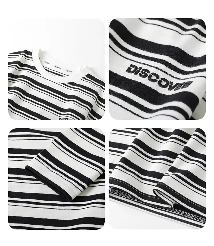 Boys Striped Long Sleeve T-Shirt Spring Base Layer — feature 9
