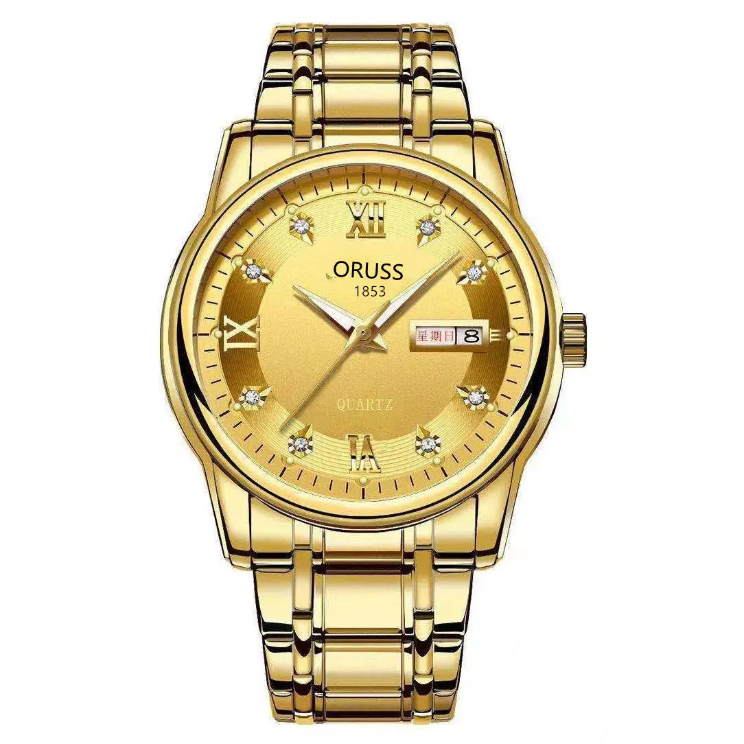 Gold Swiss Watch for Men Waterproof Diamond Luminous - Image 10