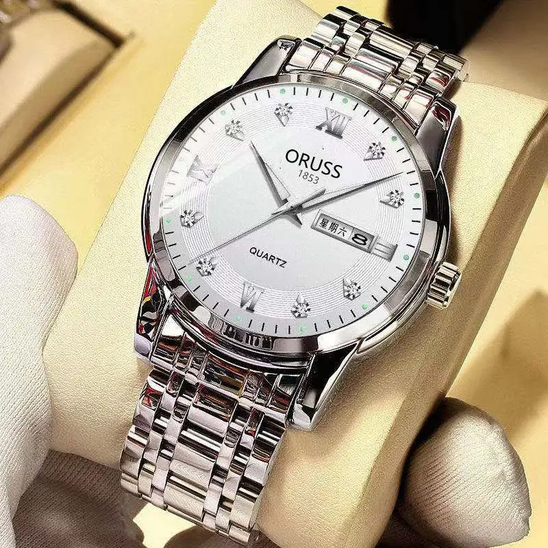 Gold Swiss Watch for Men Waterproof Diamond Luminous — feature 6