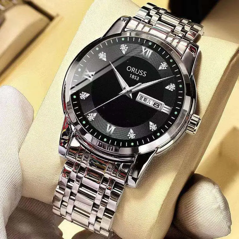 Gold Swiss Watch for Men Waterproof Diamond Luminous — feature 7