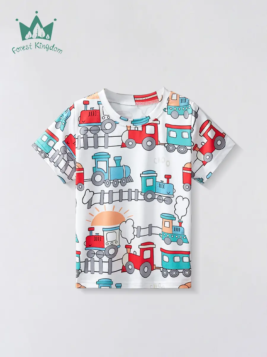 2025 Cartoon Car T-Shirt Boys Blue Summer Wear - Image 5