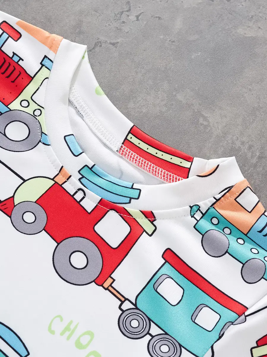 2025 Cartoon Car T-Shirt Boys Blue Summer Wear - Image 6