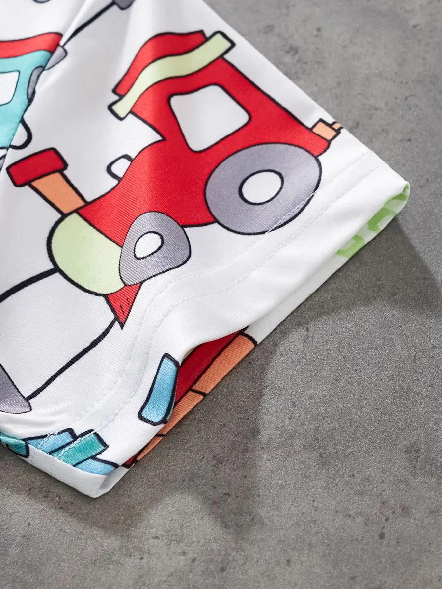 2025 Cartoon Car T-Shirt Boys Blue Summer Wear - Image 7