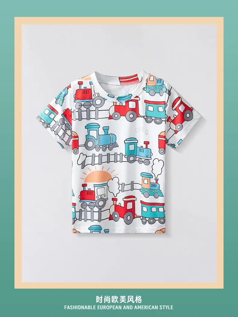 2025 Cartoon Car T-Shirt Boys Blue Summer Wear — feature 2