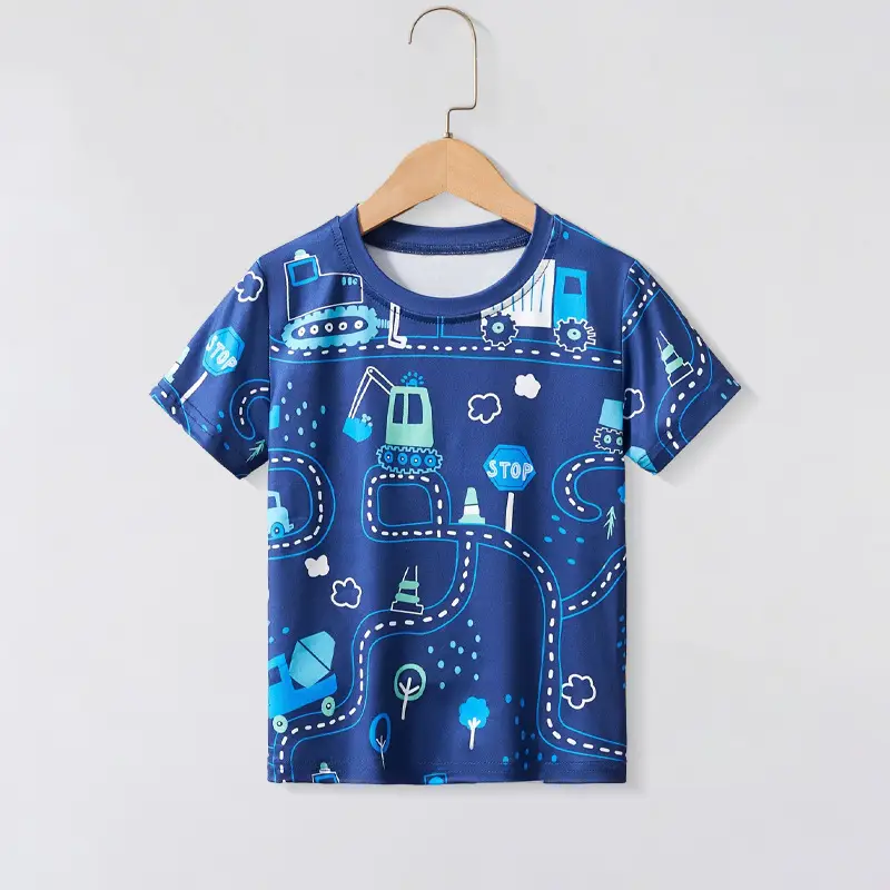 2025 Cartoon Car T-Shirt Boys Blue Summer Wear - Image 2