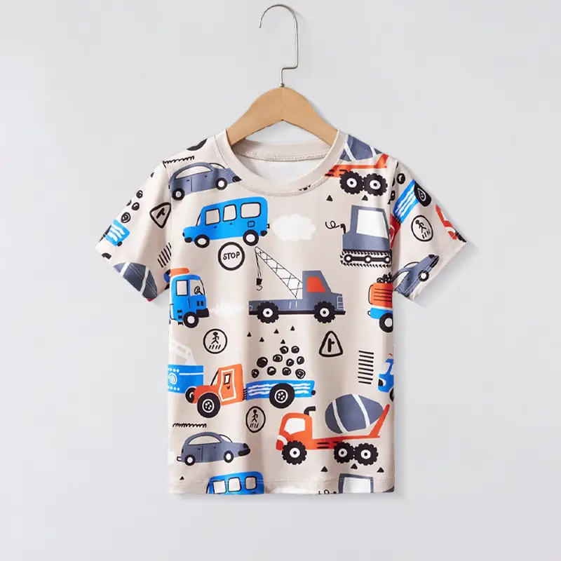 2025 Cartoon Car T-Shirt Boys Blue Summer Wear - Image 3