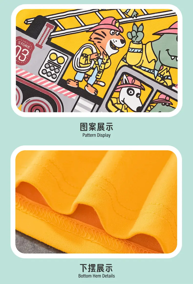 Yellow Fire Engine Graphic T-Shirt for Boys Kids — feature 8
