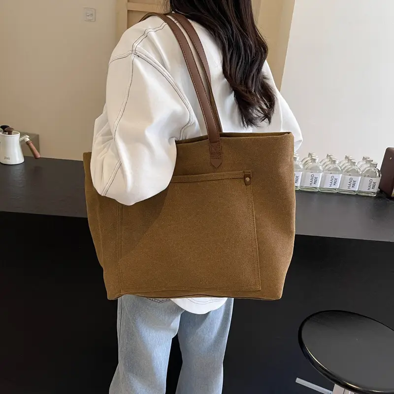Women's Large Canvas Crossbody Bag Tan Korean Style
