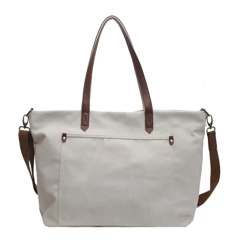 Women's Large Canvas Crossbody Bag Tan Korean Style