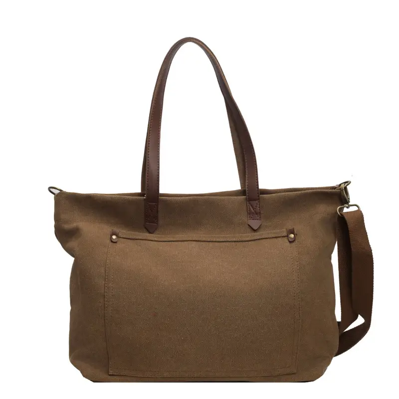 Women's Large Canvas Crossbody Bag Tan Korean Style