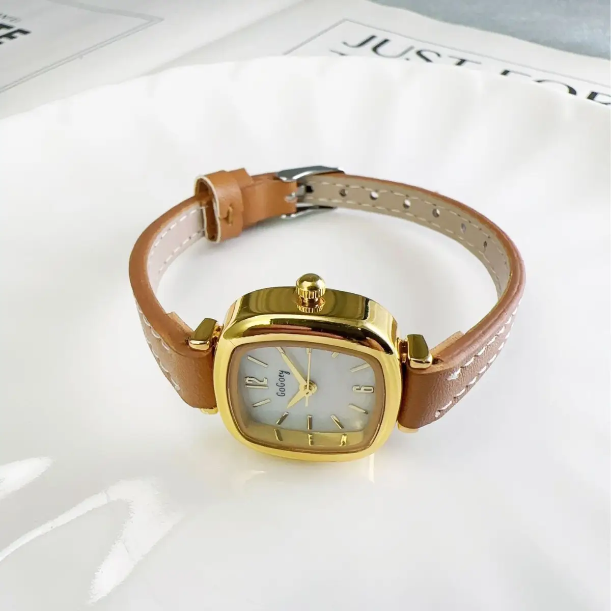 Women's Gold Square Quartz Watch Small Elegant Strap