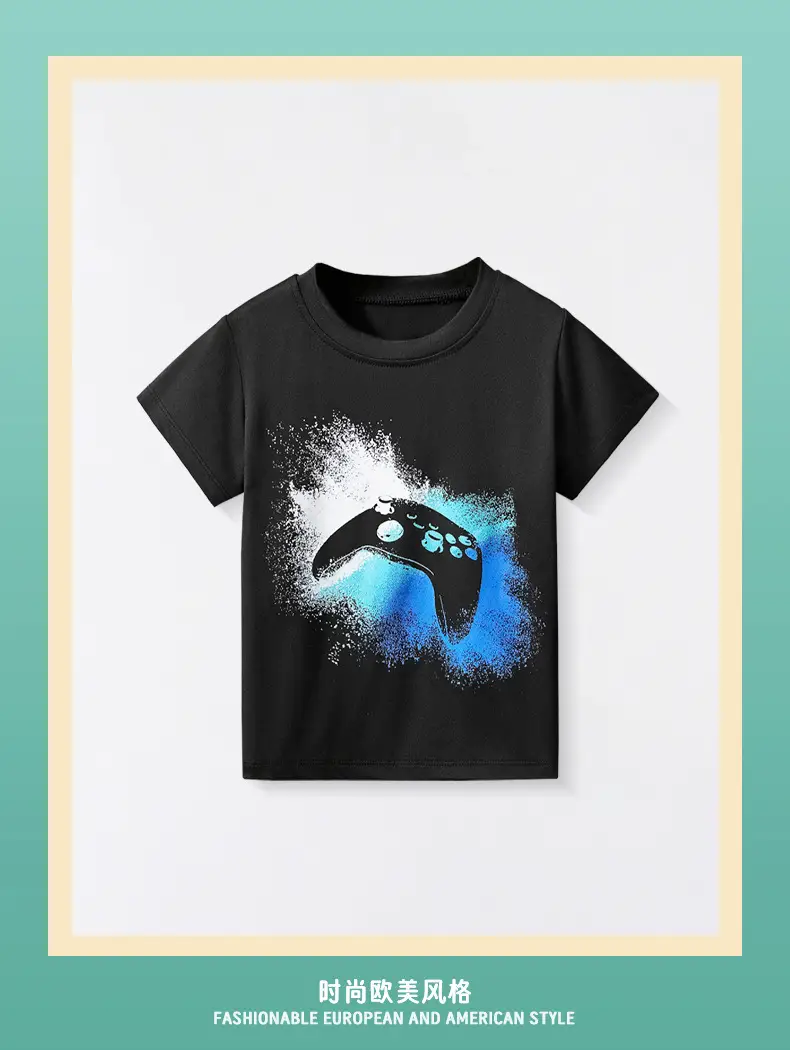 2025 Black Gaming Graphic T-Shirt for Kids — feature 2