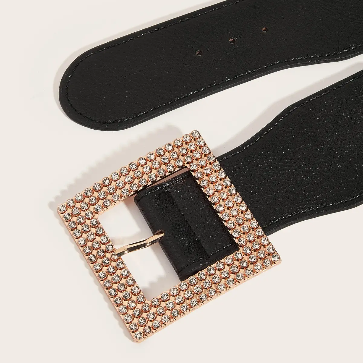 Women's Elastic Waist Belt with Square Buckle